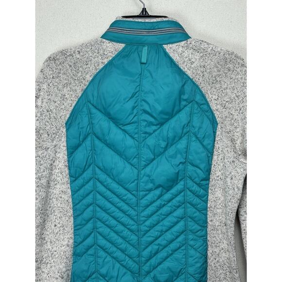 Xersion Women’s S Teal & Gray Full Zip Jacket with Hide Away Hood Quilted - Picture 8 of 12